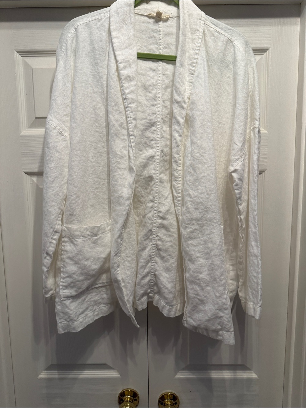 Eileen Fisher White Open-Front Linen Blazer